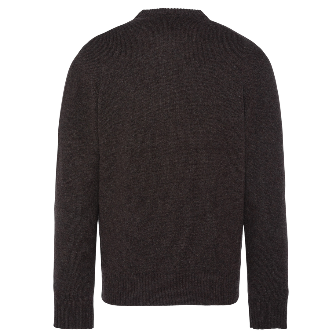 Pull Born2ride Schott Pllance1 en laine lambswool couleur café avec col rond et finitions côtelées, vue arrière