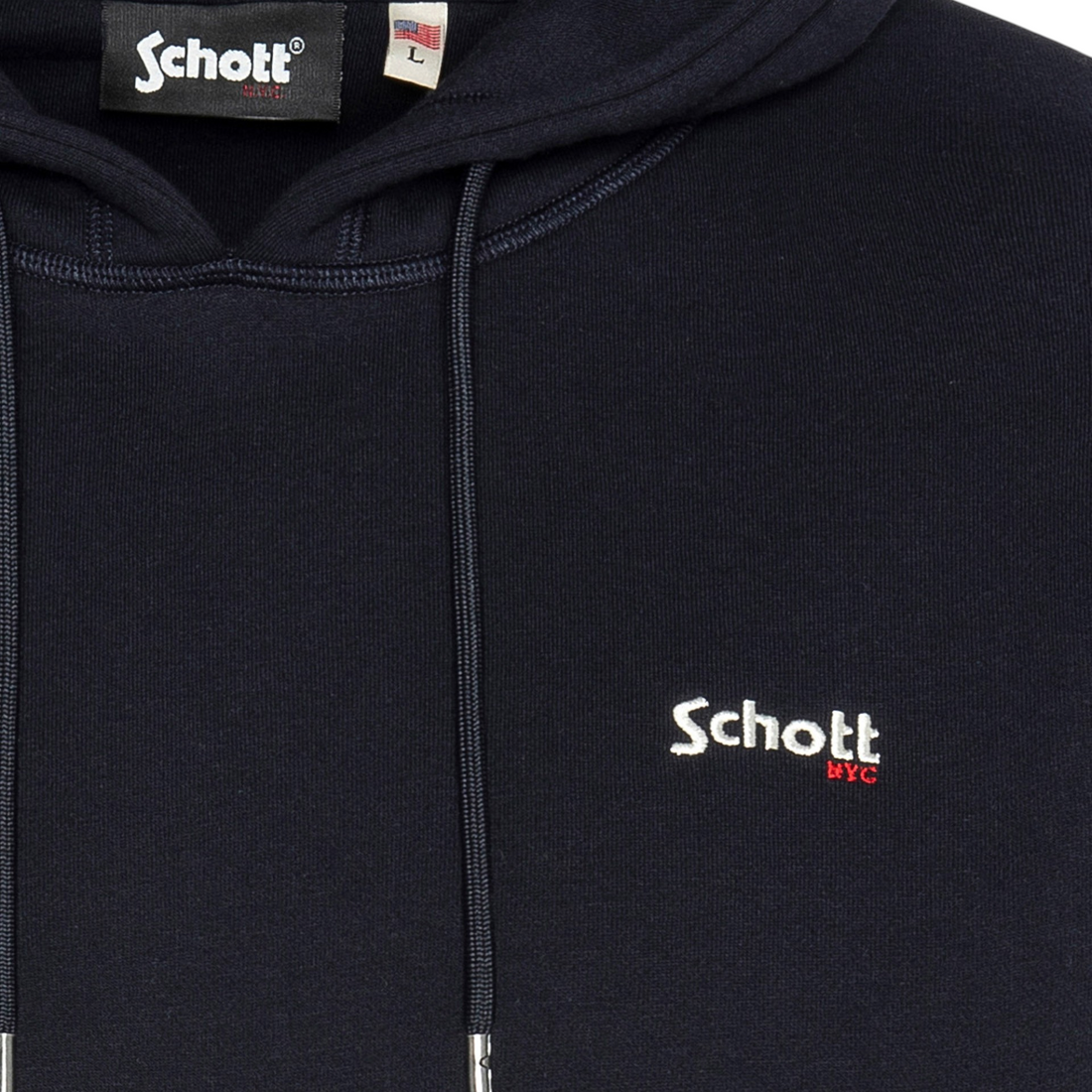 Sweat à capuche Born2ride Schott Swcasual2 bleu marine en molleton épais avec logo brodé sur la poitrine