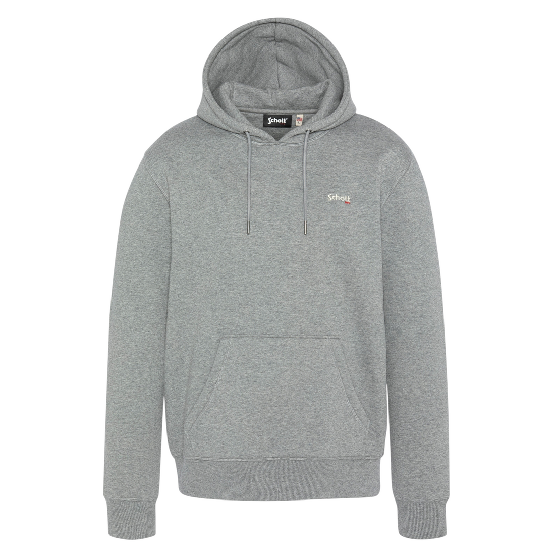 Sweat à capuche Born2ride Schott Swcasual2 en molleton épais gris chiné avec poche kangourou et logo brodé