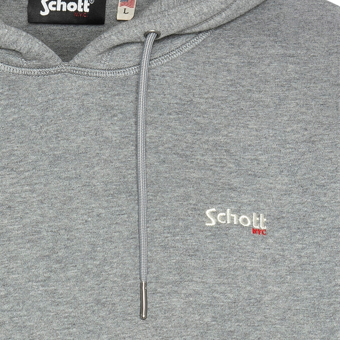 Sweat à capuche Born2ride Schott Swcasual2 en molleton gris chiné avec logo brodé et cordons de serrage