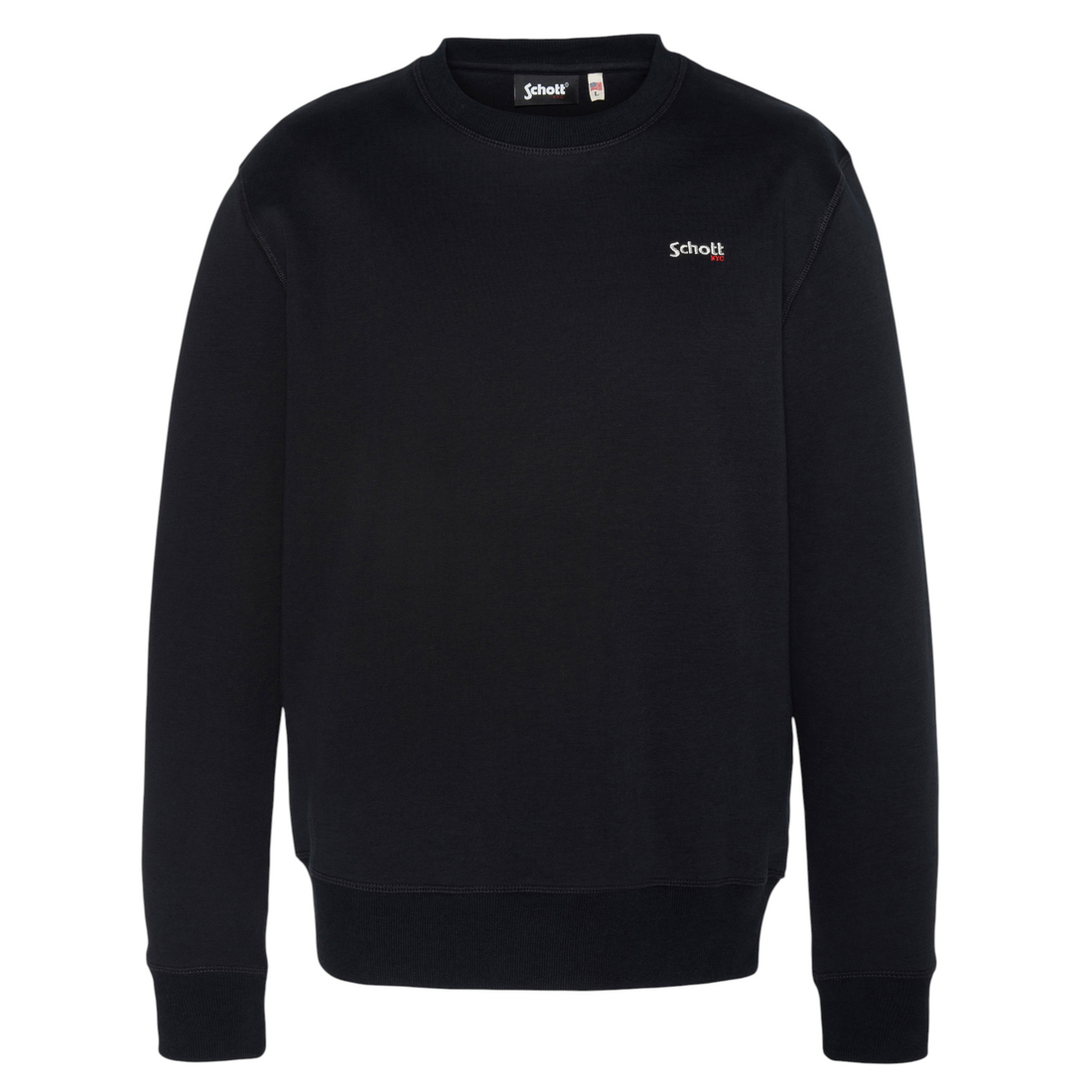 Sweatshirt Born2ride Schott Swcasual1 noir à col rond en molleton épais avec logo brodé sur la poitrine