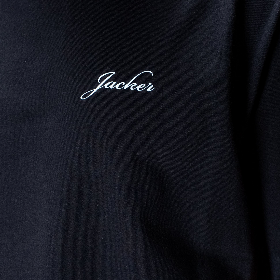 T-shirt noir en coton épais Born2ride avec logo Jacker blanc brodé sur la poitrine