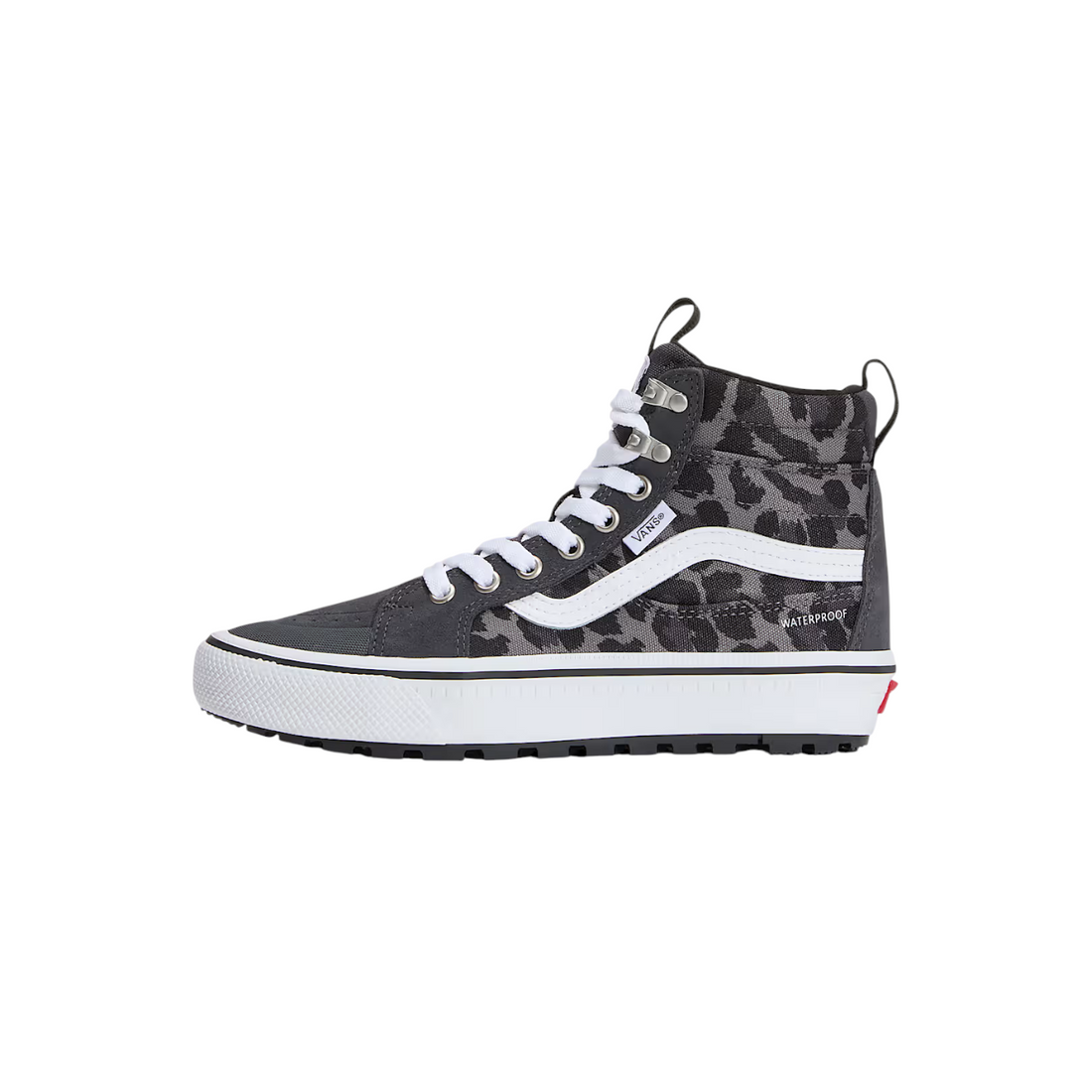 Sneaker montante Born2ride Vans Sk8-Hi MTE grise à motif léopard, imperméable et isolée pour femme