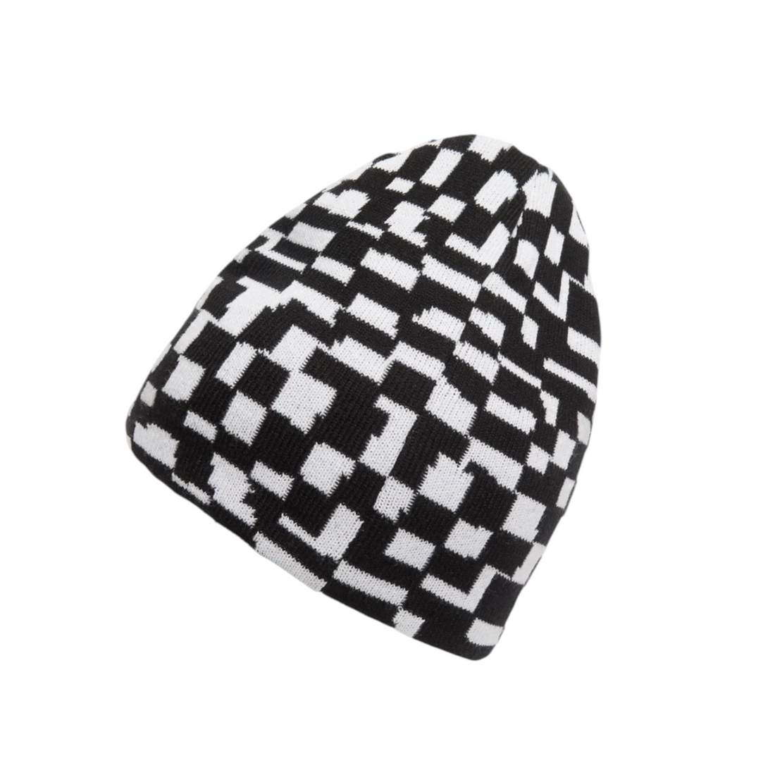 Bonnet Born2ride Volcom Fa Carrau en maille avec motif damier noir et blanc