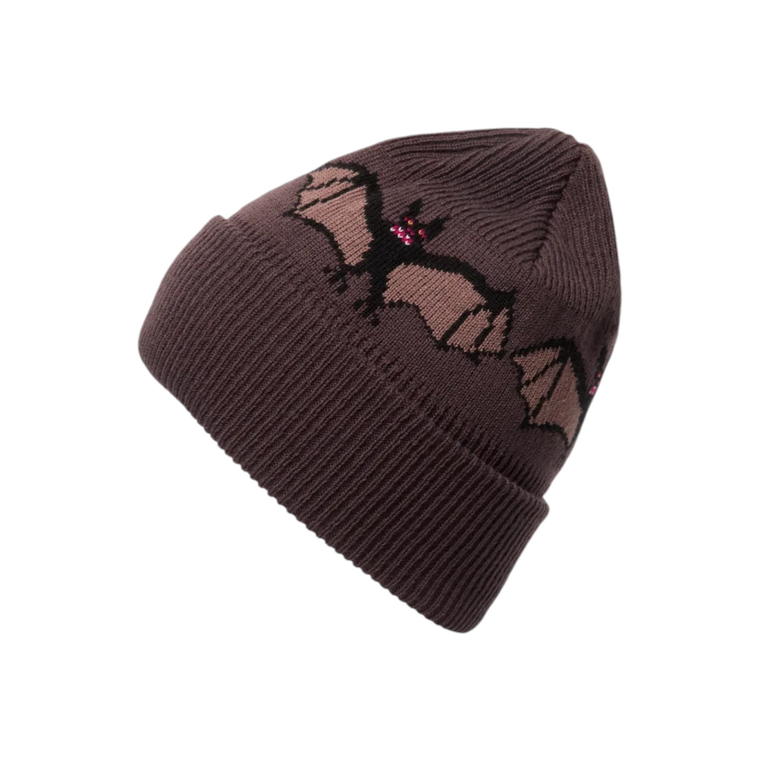 Bonnet Born2ride Volcom Fa Beanie Ozzy couleur raisin en maille avec motif de chauve-souris