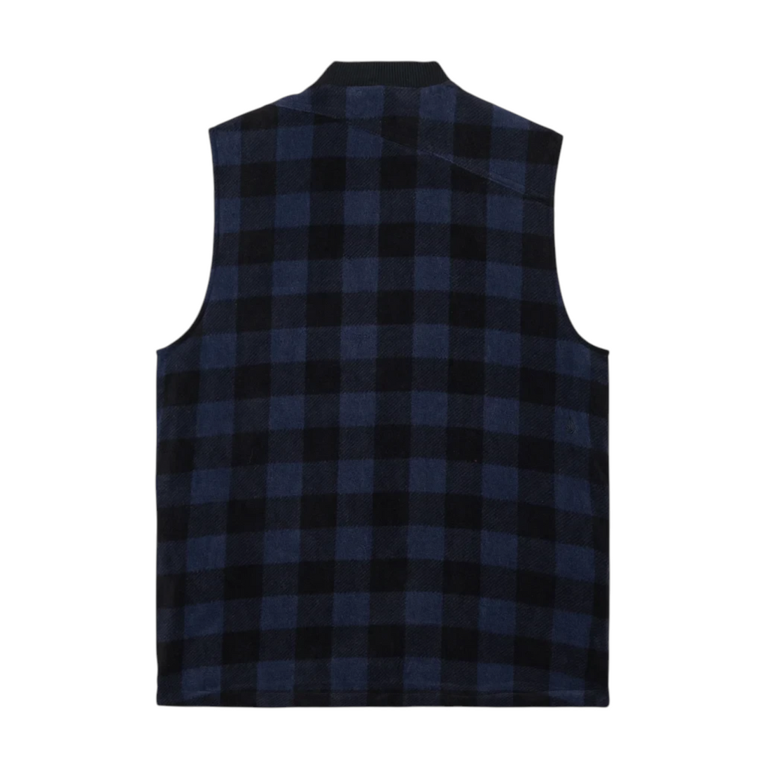Gilet sans manches Born2ride Volcom Bowered à carreaux bleu marine et noir avec col montant en maille côtelée