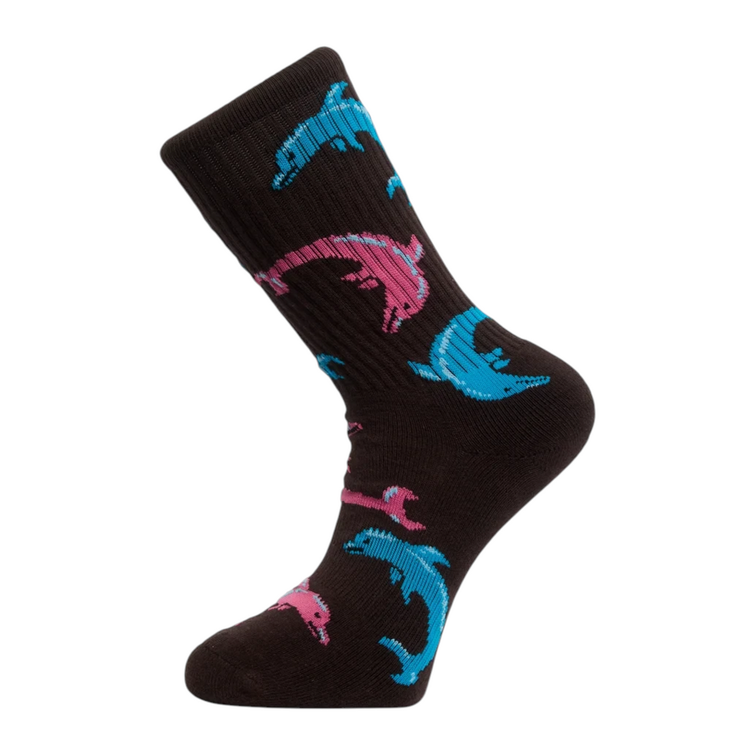 Chaussettes Born2ride Volcom Fa Ozzy Sock 1 couleur raisin avec motifs dauphins bleus et roses