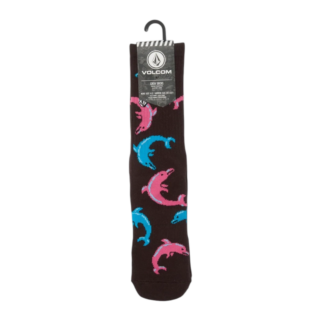 Chaussettes montantes Born2ride Volcom Fa Ozzy Sock 1 couleur raisin avec motif dauphins roses et bleus