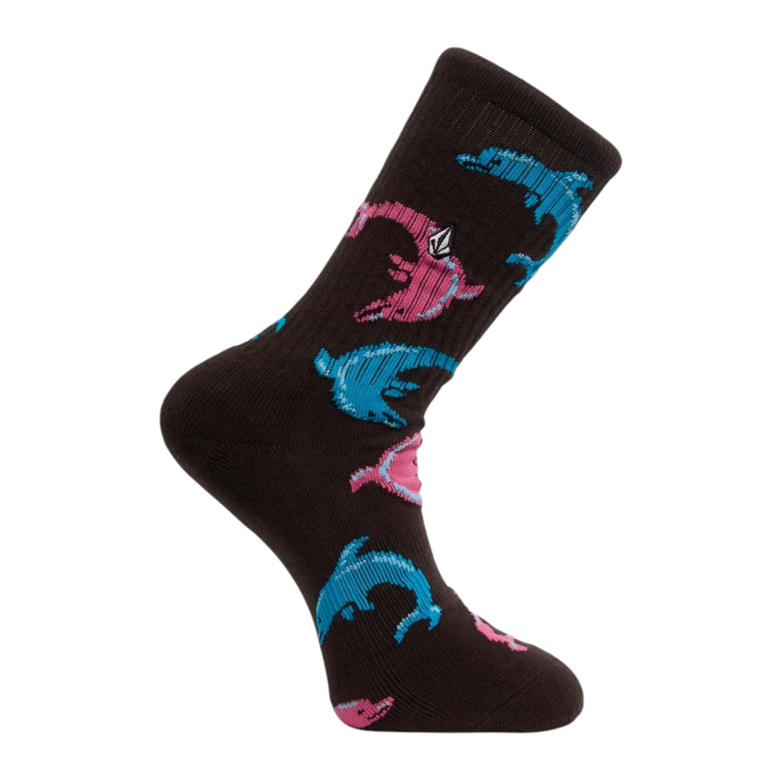 Chaussettes Born2ride Volcom Fa Ozzy Sock 1 couleur raisin avec motif dauphins roses et bleus