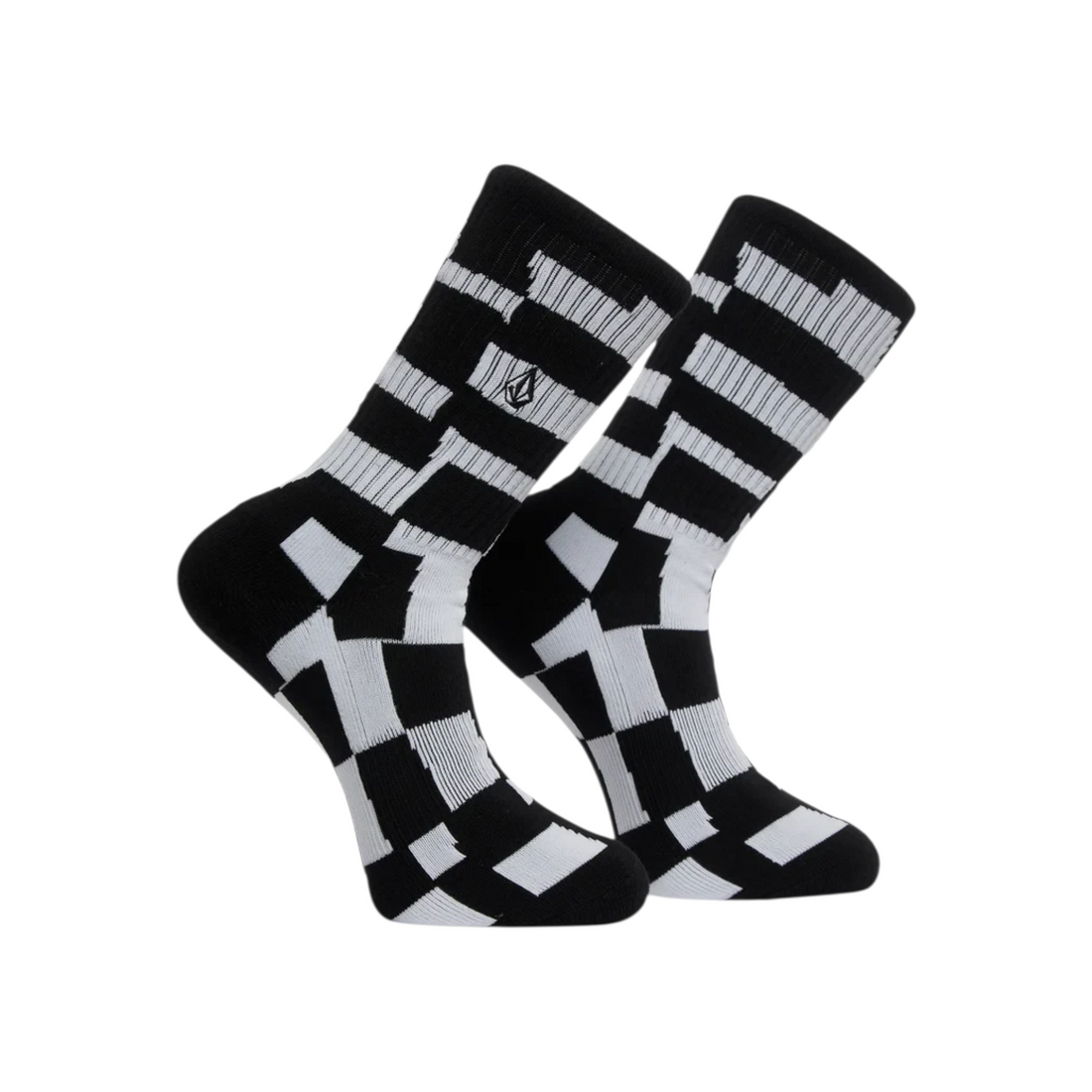 Chaussettes enfant Born2ride Volcom Fa Carrau à motif damier noir et blanc avec logo brodé
