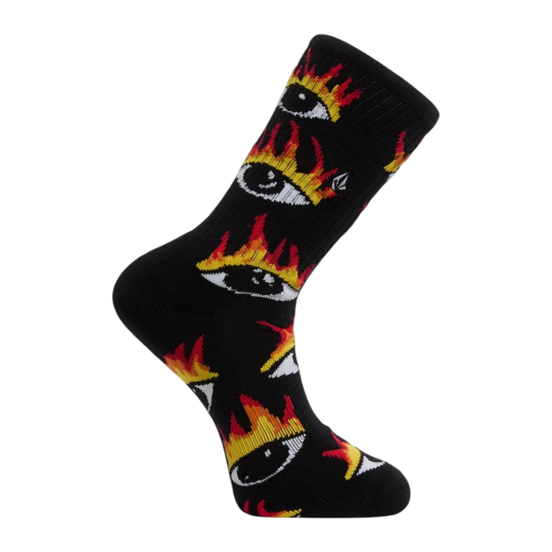 Chaussettes enfant Born2ride Volcom Fa Ozzy noires avec motif d'yeux enflammés colorés et renforts