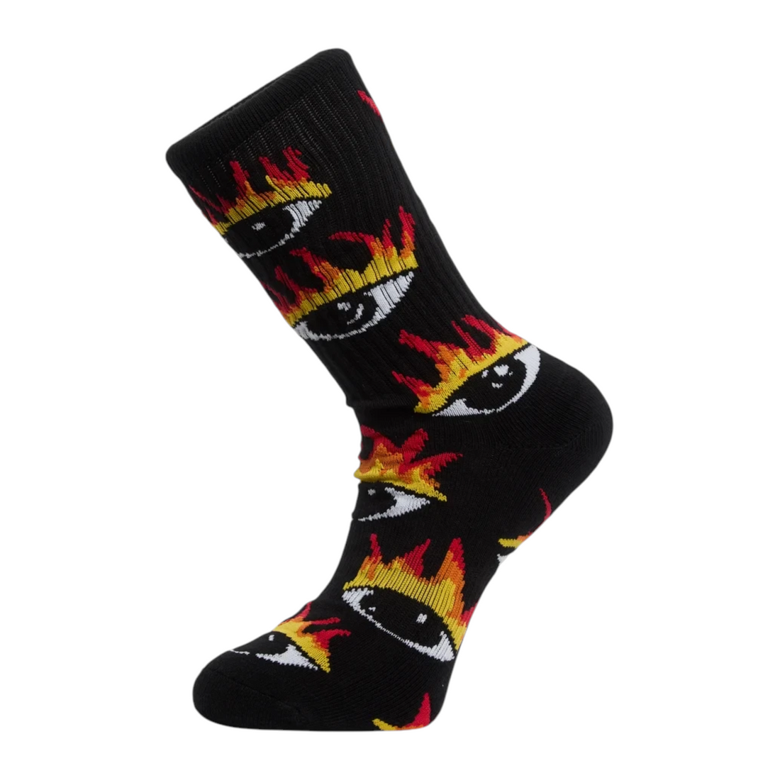 Chaussettes enfant Born2ride Volcom Fa Ozzy noires avec motif yeux enflammés colorés et renforts au talon