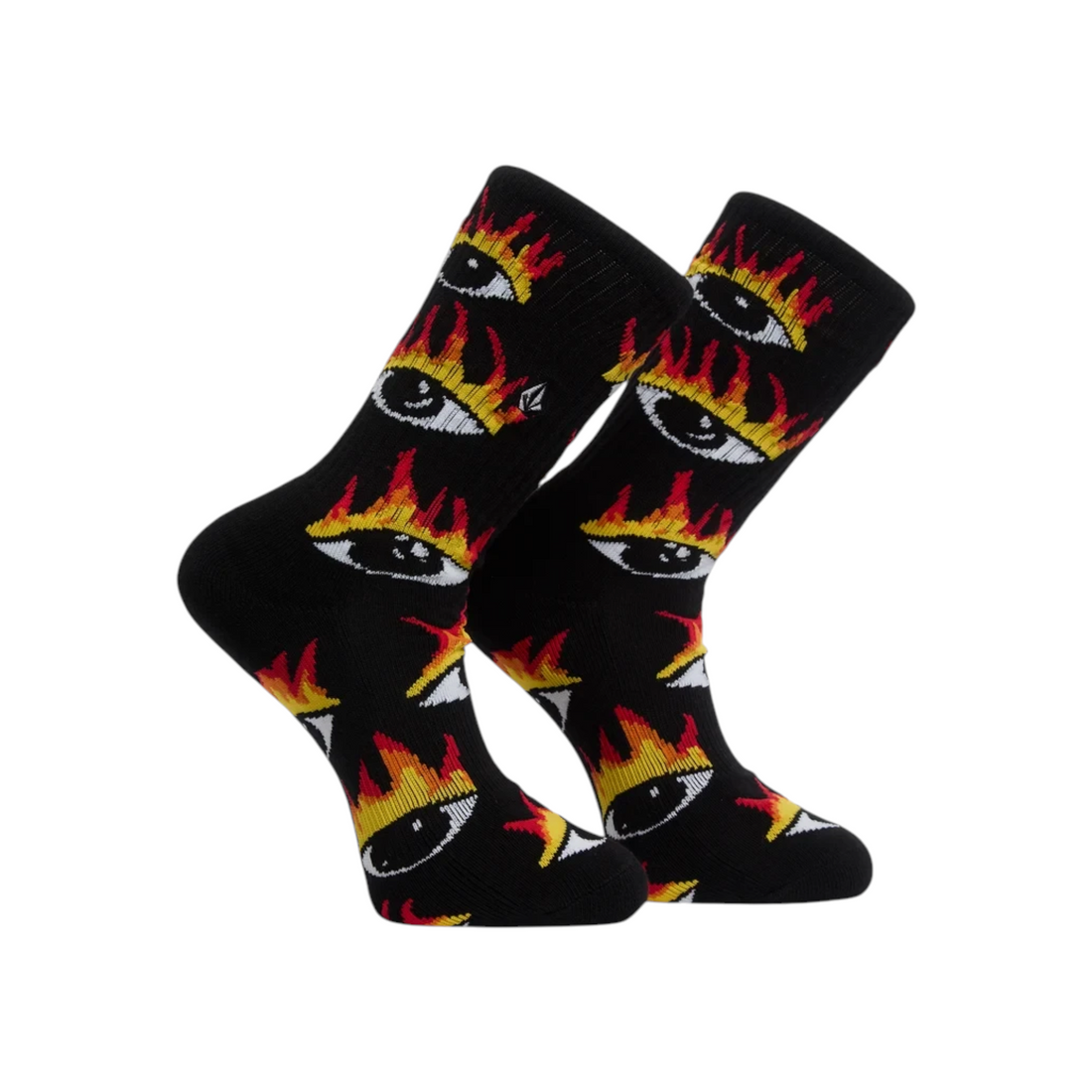 Chaussettes Born2ride Volcom Fa Ozzy Sock 2 noires avec motif d'yeux enflammés pour homme