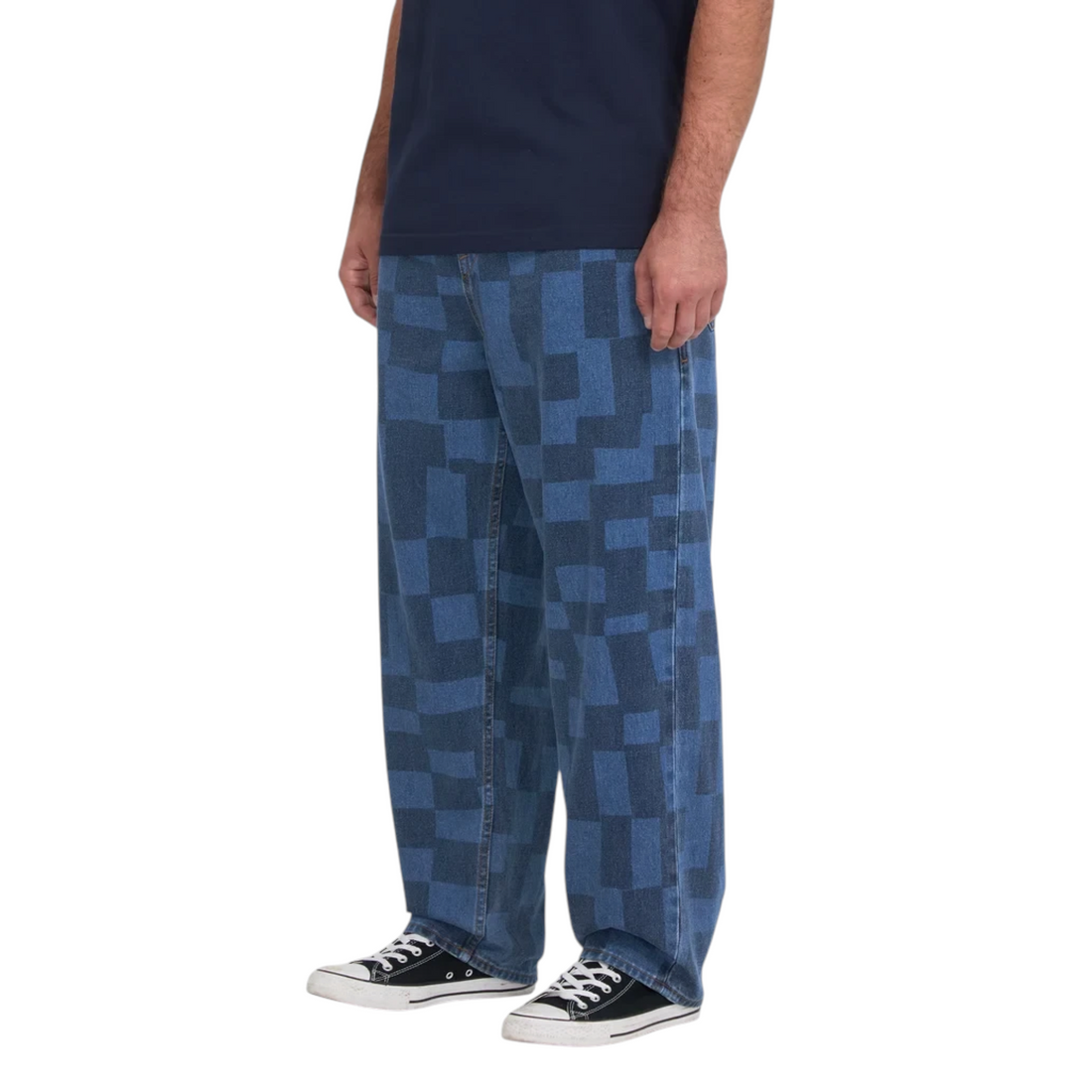 Jean Volcom Fa Carrau EW à motif géométrique bleu chez Born2ride, coupe droite en denim résistant