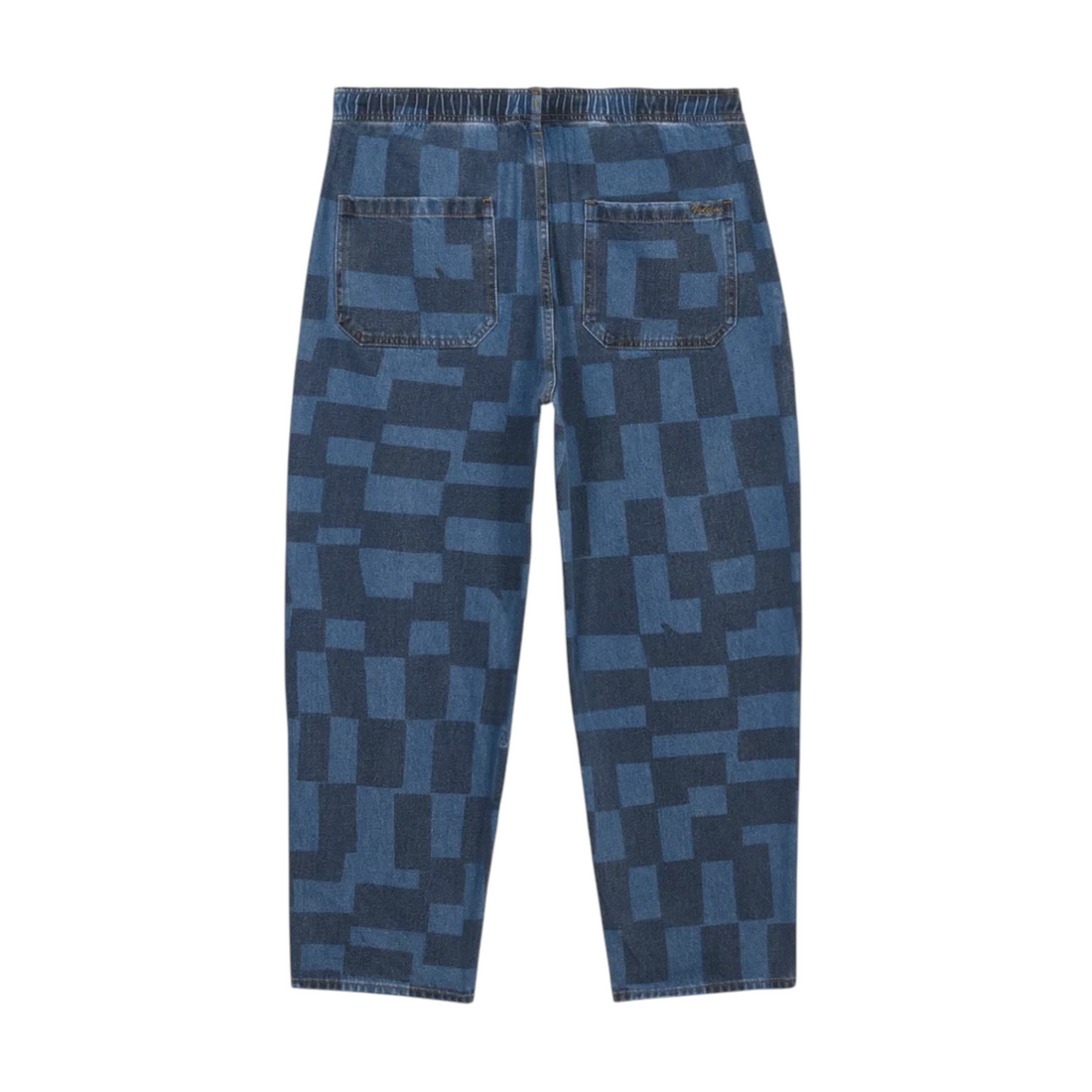 Jean Born2ride Volcom Fa Carrau EW à motif géométrique bleu et délavage lazer, coupe droite et taille élastique