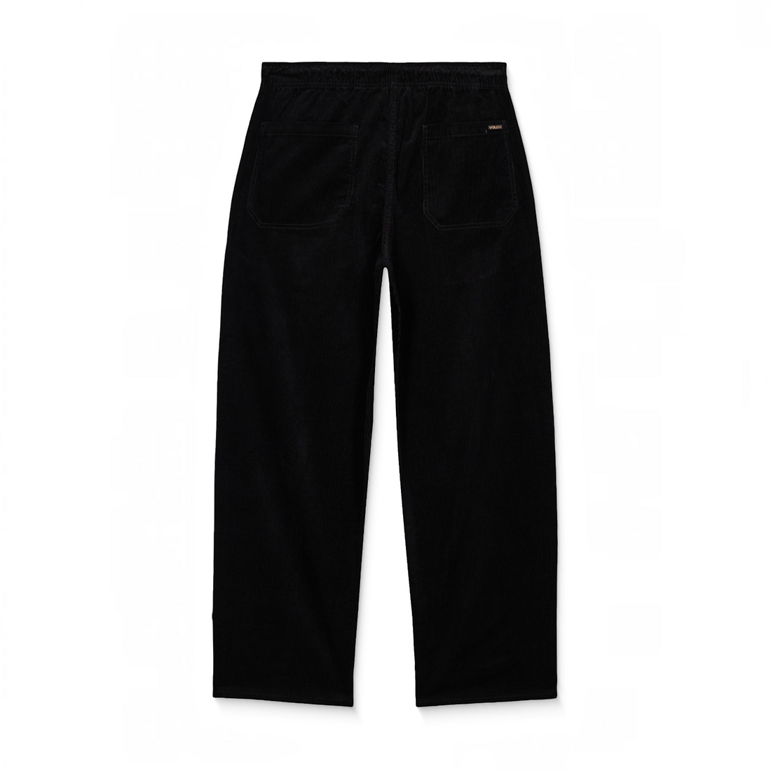 Vue arrière du pantalon Born2ride Volcom Freazy Loose Ew en velours côtelé noir avec taille élastiquée