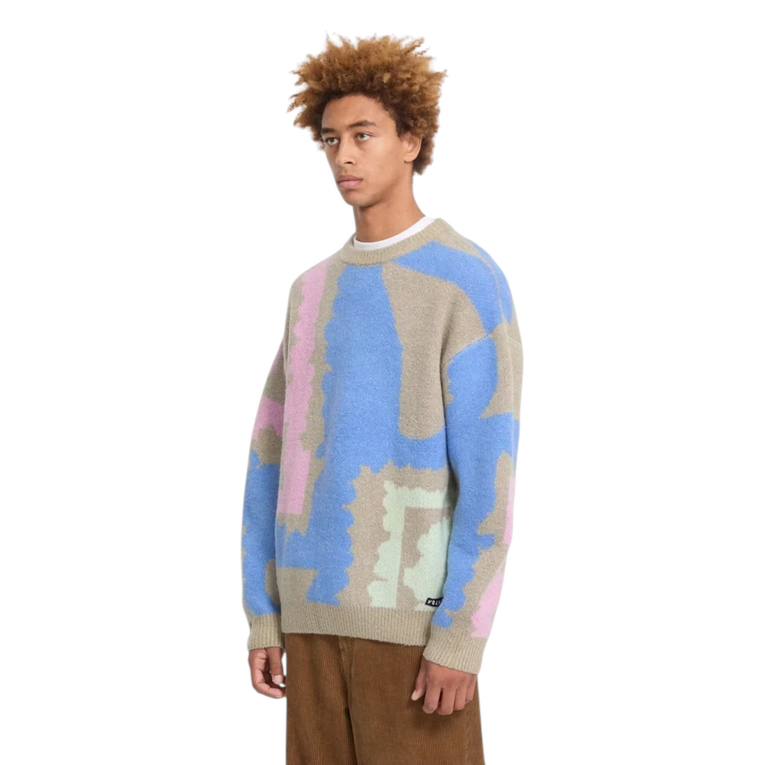 Pull homme Born2ride Volcom Fa Carrau à motif abstrait multicolore en tricot doux et coupe décontractée
