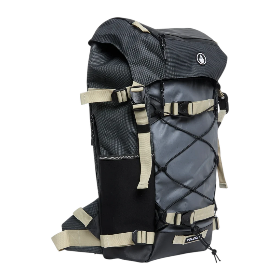 Sac à dos technique Born2ride Volcom Peakstone Mountain gris de 27 litres avec sangles de portage et détails beiges
