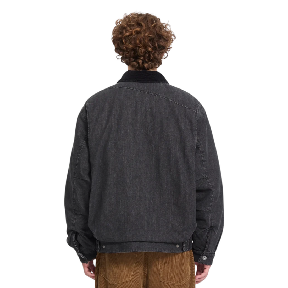 Veste Born2ride Volcom Stonewish noire en coton avec col contrastant vue de dos sur un homme