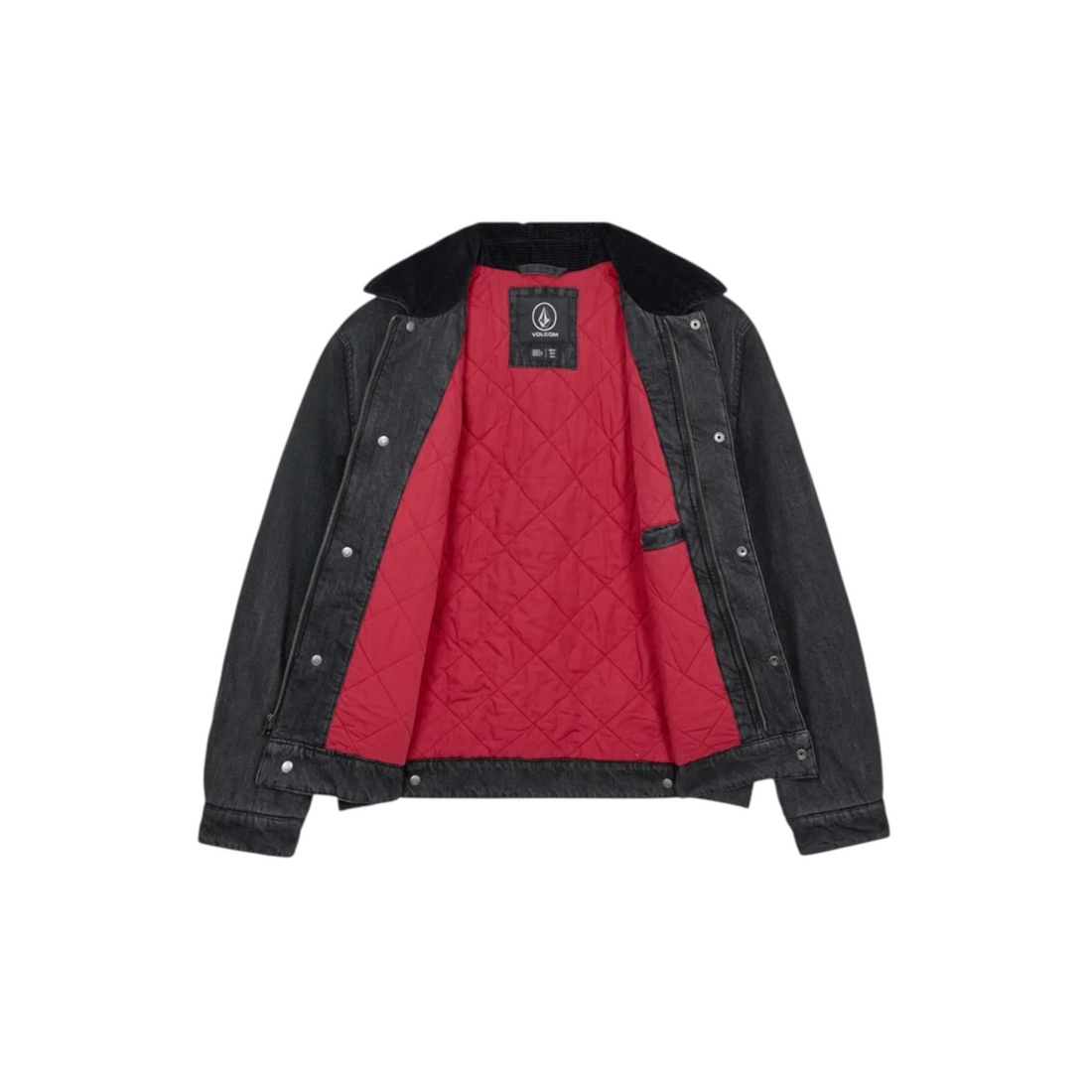 Veste Born2ride Volcom Stonewish noire en coton avec doublure matelassée rouge contrastante