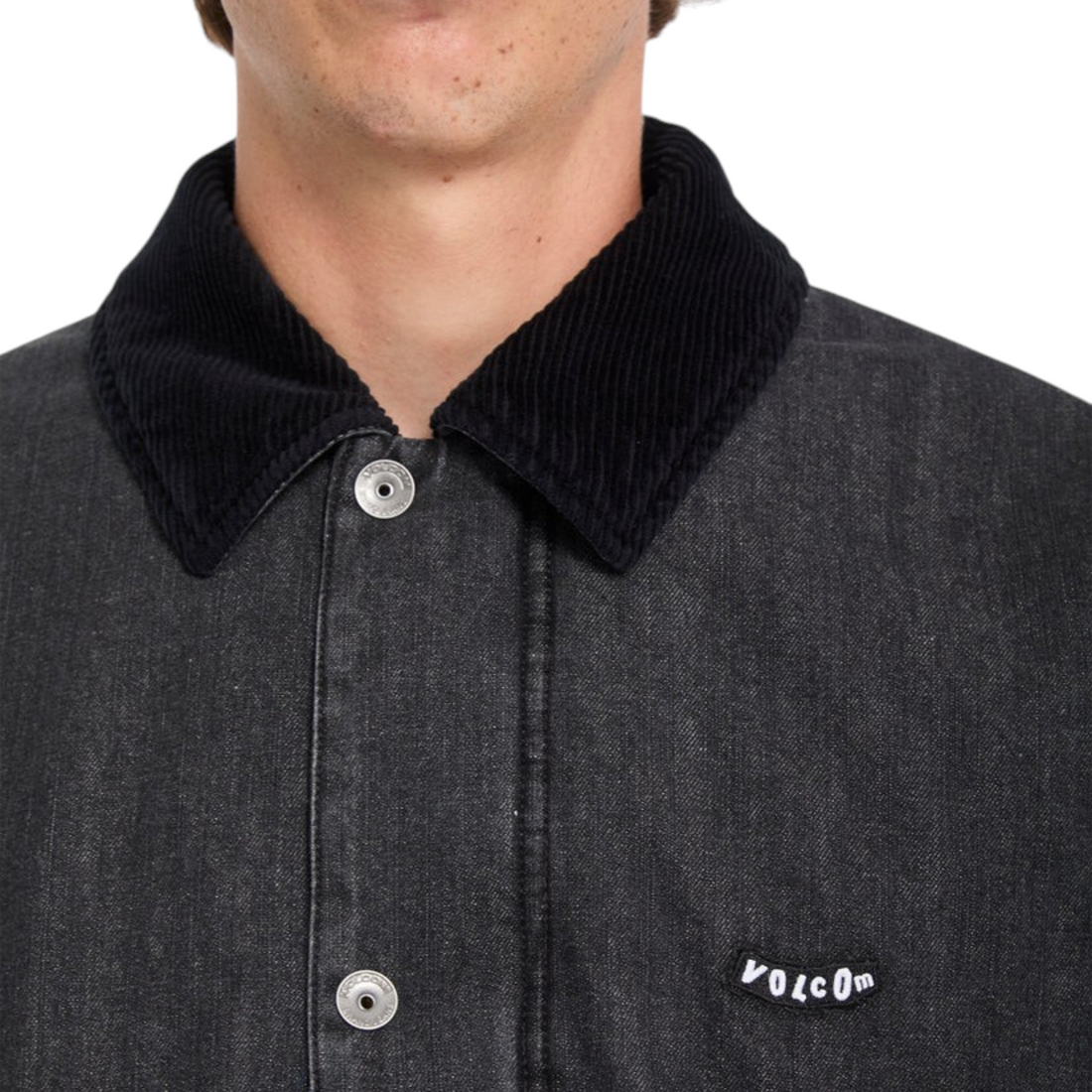 Veste Born2ride Volcom Stonewish noire en coton avec col en velours côtelé et boutons métalliques