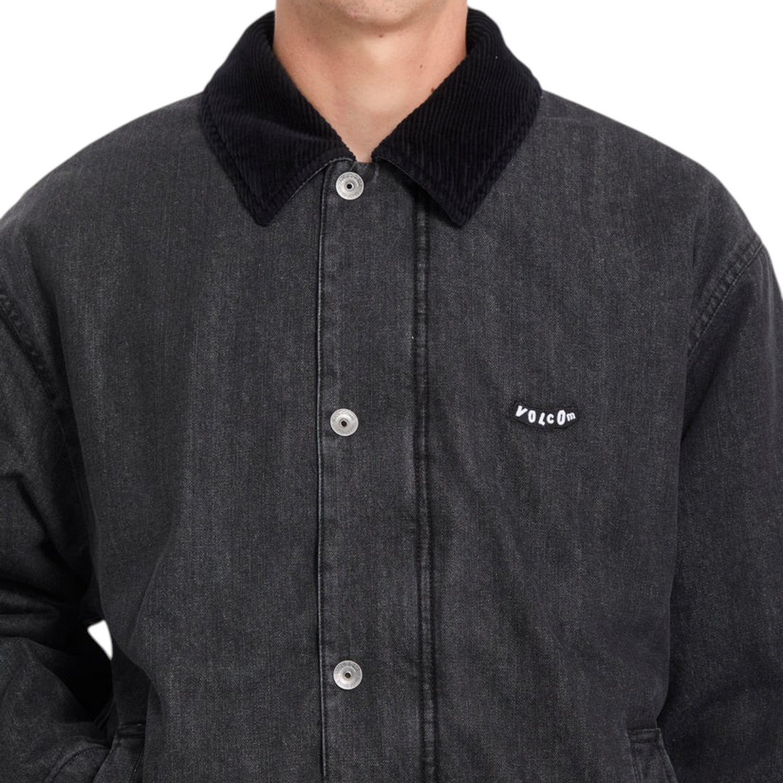 Veste Born2ride Volcom Stonewish noire en coton avec col en velours côtelé et logo brodé sur la poitrine
