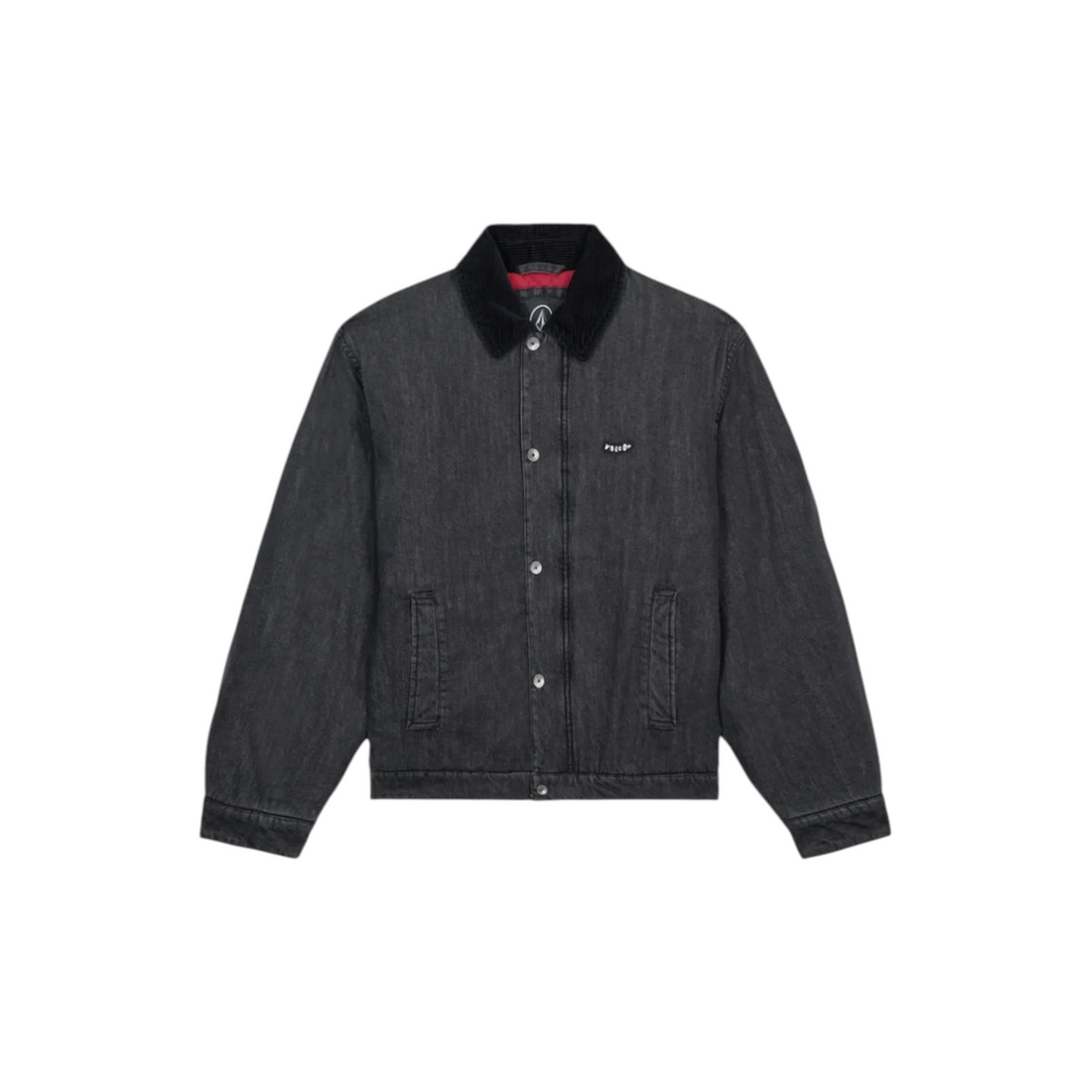 Veste Born2ride Volcom Stonewish noire en coton avec col en velours côtelé et fermeture à boutons