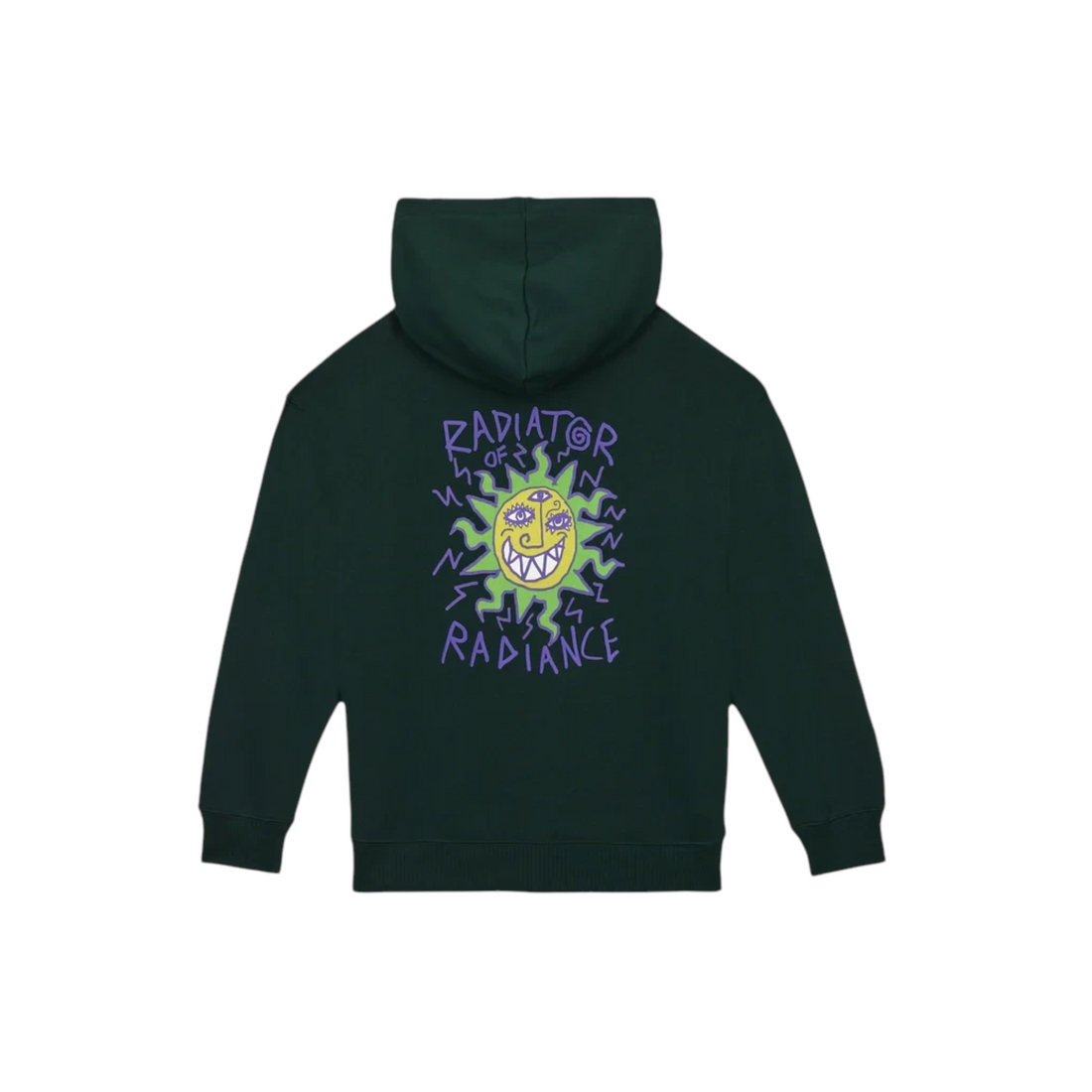 Sweat à capuche Born2ride Volcom Fa Ozzy Po pour enfant, couleur vert foncé avec motif soleil graphique au dos