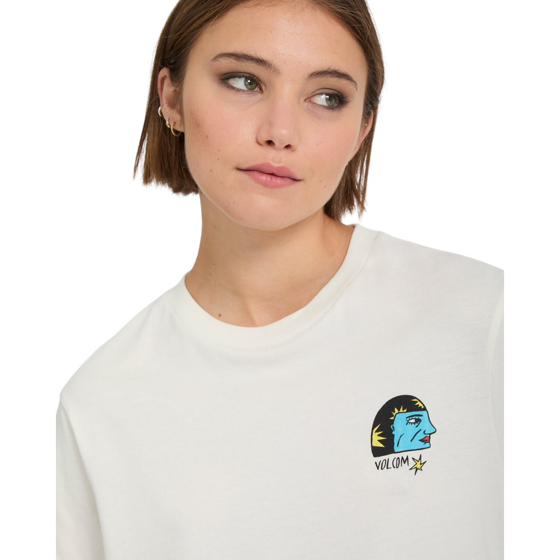 T-shirt Born2ride Volcom Radical Daze Up blanc cassé en coton avec imprimé graphique sur la poitrine