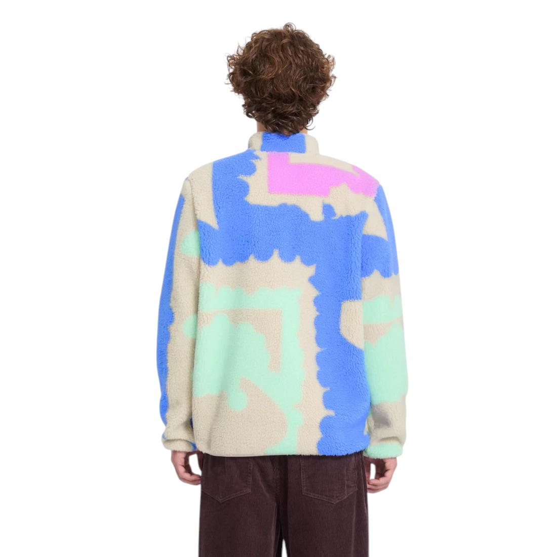 Veste zippée Born2ride Volcom Fa Carrau Fuzzar en polaire douce à motifs abstraits colorés vue de dos