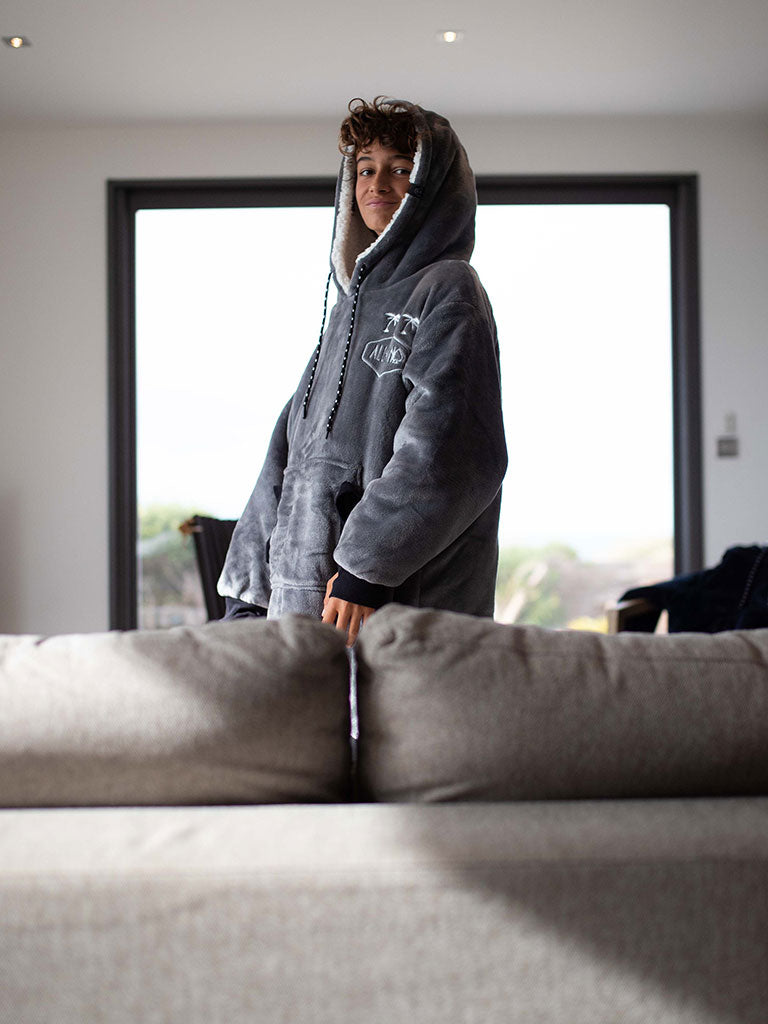 All In Poncho Plaid Charcoal