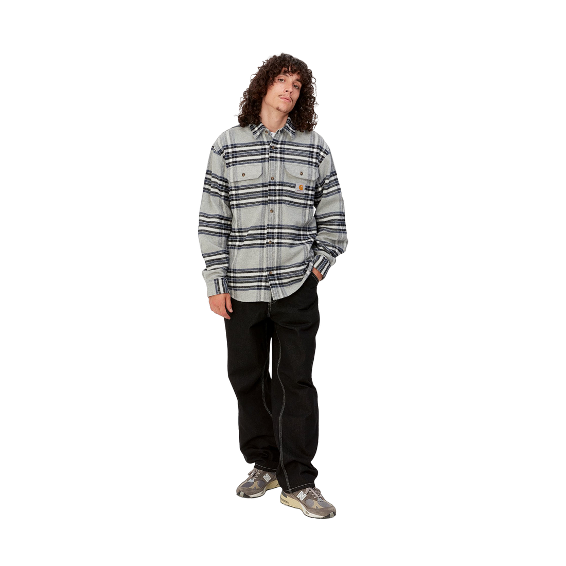 Carhartt L/S Hawkins Shirt Grey Heather/Blue