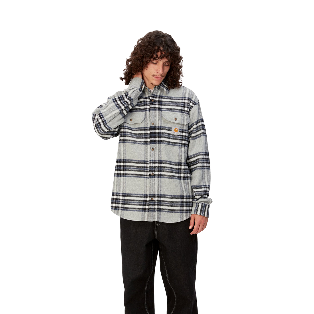 Carhartt L/S Hawkins Shirt Grey Heather/Blue